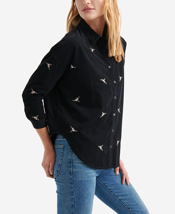 Lucky Brand Cotton Corduroy FlowerEmbroidered Shirt Macy's