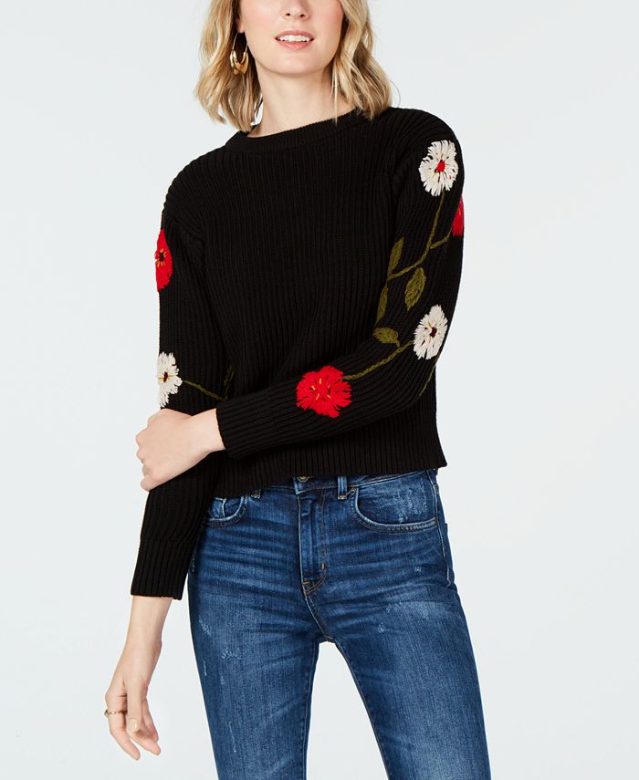 Lucky Brand EmbroideredSleeve Sweater Macy's