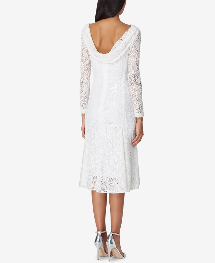 tahari asl tie neck midi dress