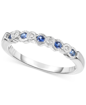 image of Sapphire (1/5 ct. t.w.) and Diamond Accent Band in 14k White Gold