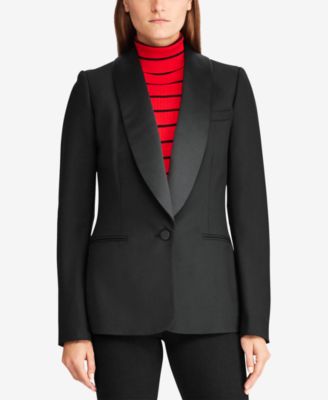 satin trim tuxedo jacket