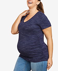 Plus Size V-Neck Side-Ruched Maternity Tee 