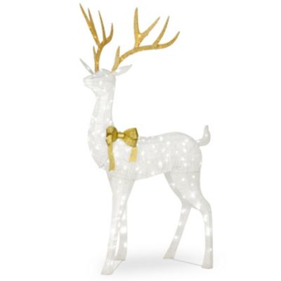 National Tree Company - 75" Pre-lit Crystal White Standing Buck