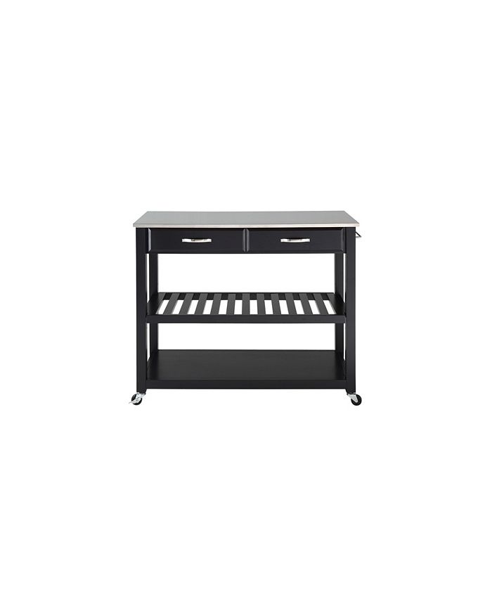 Crosley Stainless Steel Top Kitchen Cart Island With Optional Stool