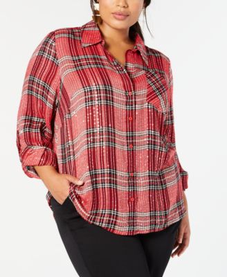 macy's plus size sequin tops