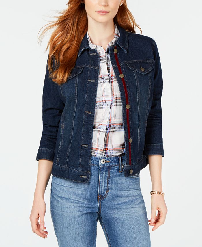lace up denim jacket