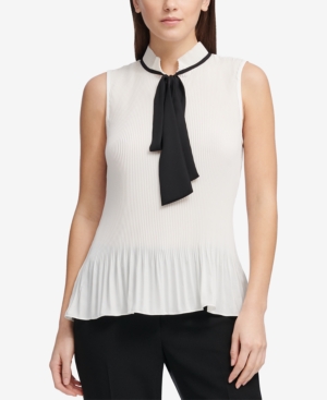 image of Dkny Tie-Neck Peplum Blouse