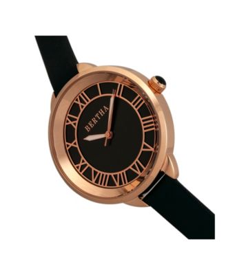 Quartz Madison Collection Black And Rose Gold Leather Watch 36Mm