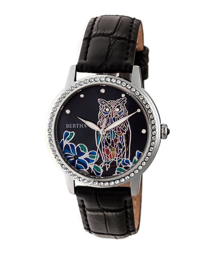 Bertha Quartz Madeline Collection Black Leather Watch 36Mm Macy s