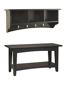 Alaterre Furniture Shaker Cottage Storage Coat Hook With Bench Set