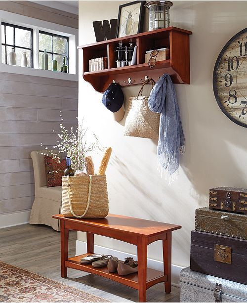Alaterre Furniture Shaker Cottage Storage Coat Hook With Bench Set