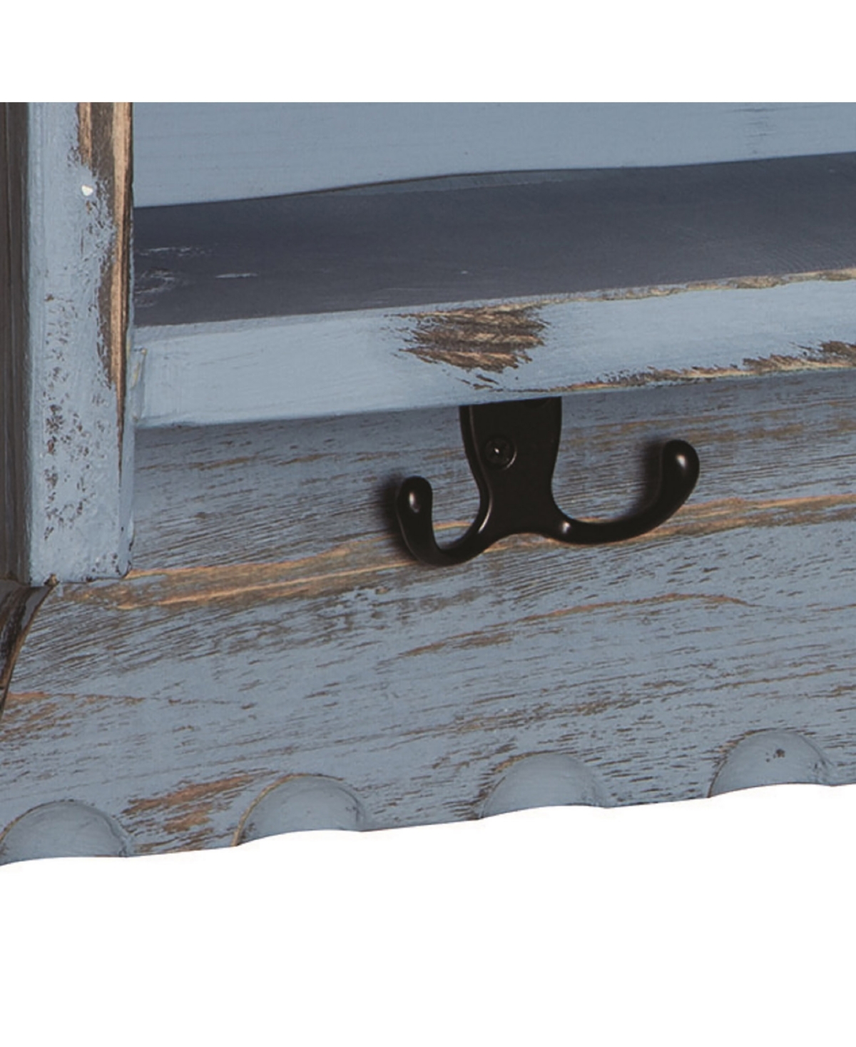 Country Cottage Coat Hook with Storage Cubbies,Antique Finish - Blue