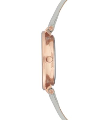 Women's Light Gray Leather Strap Watch 32mm