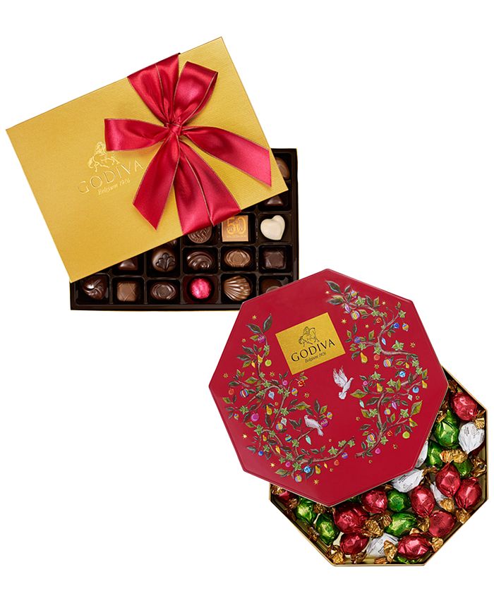 Godiva Chocolatier Holiday 36Pc. Gold Ballotin and 50Pc. Wrapped