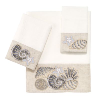 Avanti Home Seaglass Fingertip Towel - 100% Cotton, Embroidered Starfish, 11x18 Inches, Beige - View #8