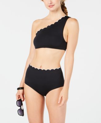 one shoulder scalloped swimsuit