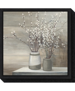 Amanti Art Pussi Willow Still Life Gray Pots by Julia Purinton Canvas Framed Art