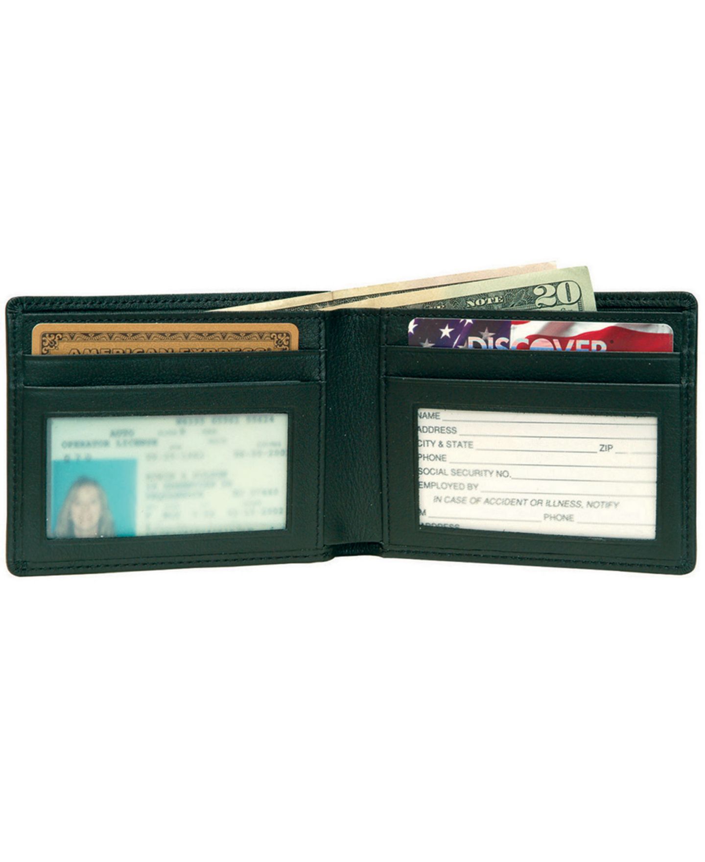 Мужской кошелёк ROYCE New York Bifold Credit Card Wallet, цвет: Чёрный — фото 2