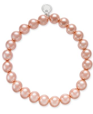 Charter Club - Silver-Tone Pink Imitation Pearl Bracelet