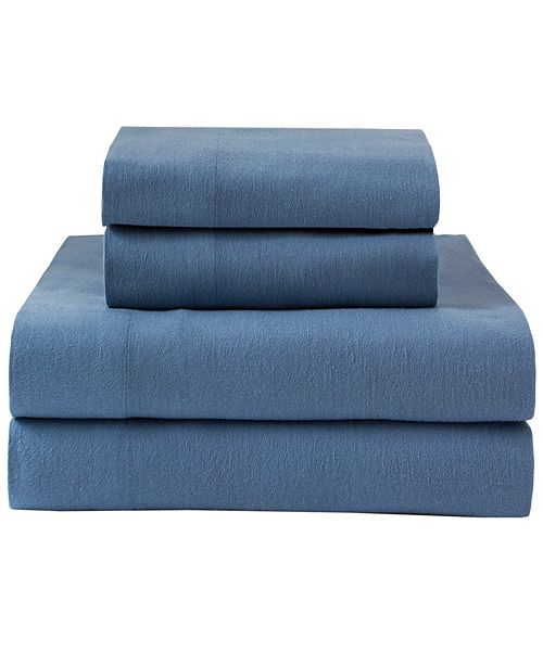 Elite Home Winter Nights Cotton Solid Flannel Queen Sheet Set