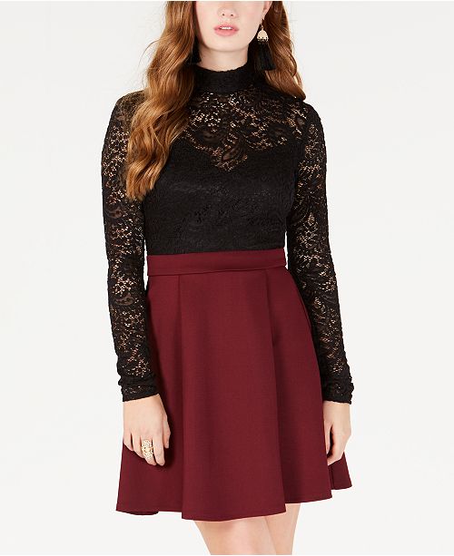 B Darlin Juniors Lace Top Fit Flare Dress Reviews Macy S
