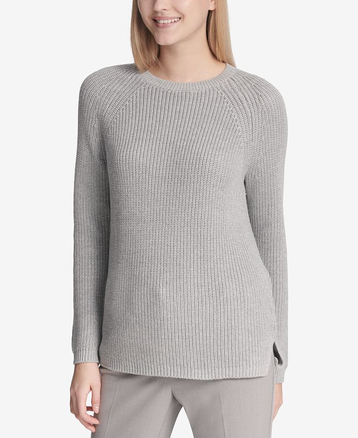 Calvin Klein Metallic Ribbed-Knit Sweater & Reviews - Sweaters - Women ...