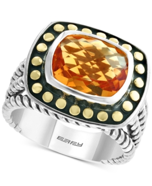 image of Effy Citrine Statement Ring (3-1/4 ct. t.w.) in Sterling Silver & 18k Gold