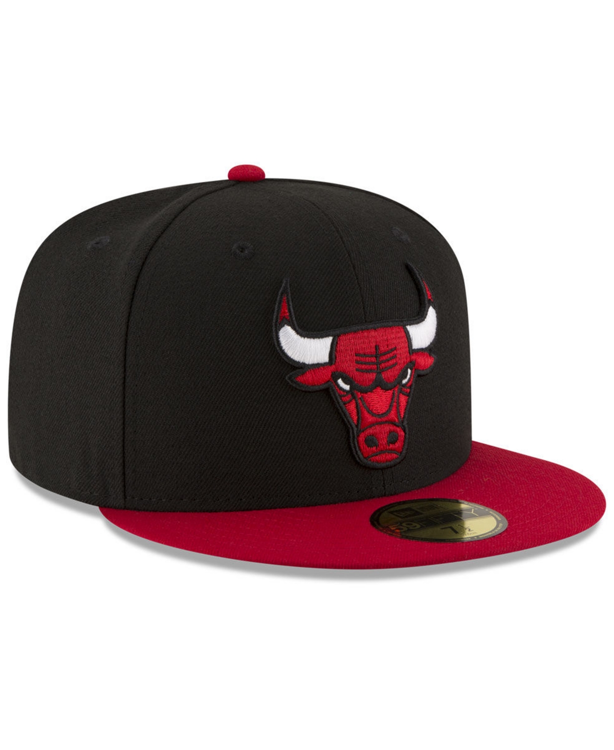 New Era Chicago Bulls Basic 2 Tone 59fifty Fitted Cap In Black,red