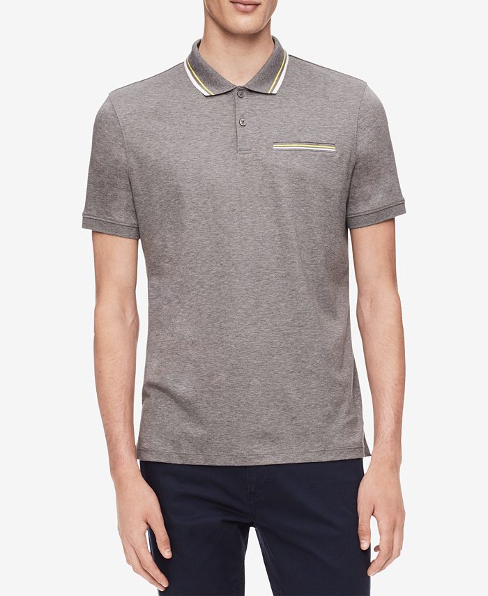 Calvin Klein Men's Tipped Polo Shirt Gray Size X-Large