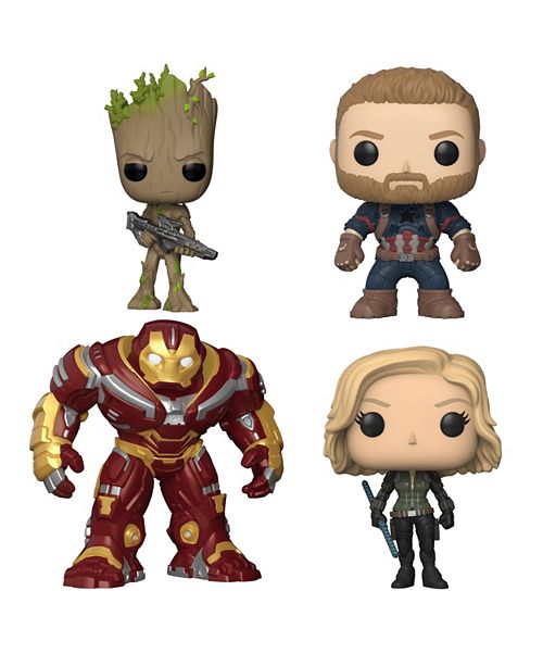 Funko Pop Marvel Avengers Infinity War Collectors Set 2 Groot With Blaster Captain America Black Widow And 6 Inch Hulk Buster Reviews Kids Macy S