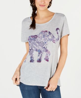 Style & Co - Elephant-Print T-Shirt, Created for Macy's