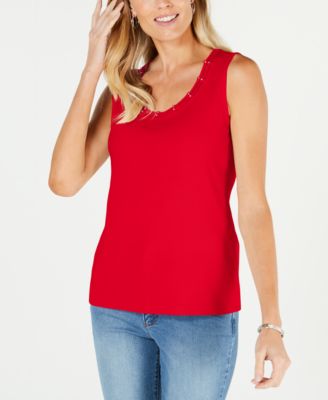 Karen Scott - Stud-Trim Ladder-Neck Top