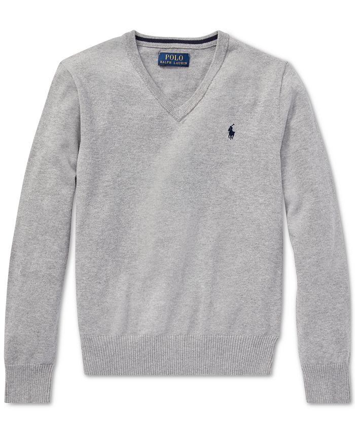 Polo Ralph Lauren Big Boys Cotton V-Neck Sweater & Reviews - Sweaters ...