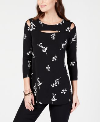 Alfani - Printed Cutout Tunic