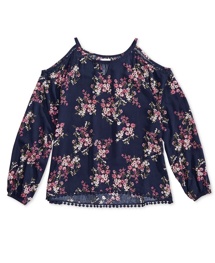 Epic Threads Big Girls Floral Cold Shoulder Top, Created for Macy's ...