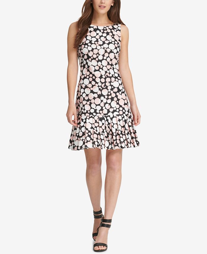 DKNY Printed Pleated Dress, Created for Macy's & Reviews - Dresses ...