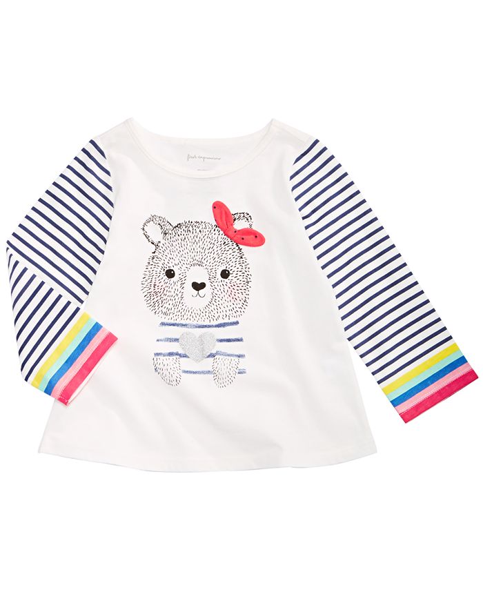 First Impressions Toddler Girls Long-Sleeve Cotton Bear-Print T-Shirt ...