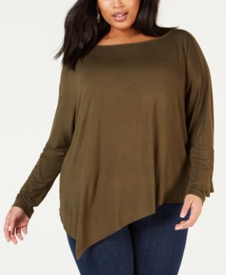 NY Collection - Plus Size Dolman-Sleeve Asymmetrical Top