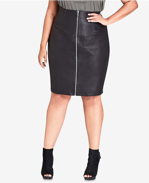 City Chic Trendy Plus Size FauxLeather Skirt & Reviews Skirts Plus