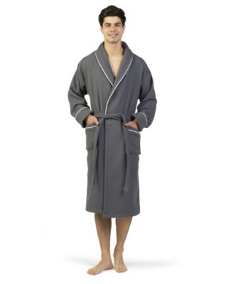 Waffle Terry Bath Robe with Satin Piped Trim