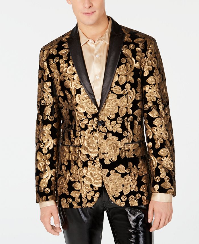INC International Concepts I.N.C. Men's Floral Sequin Velvet Blazer ...