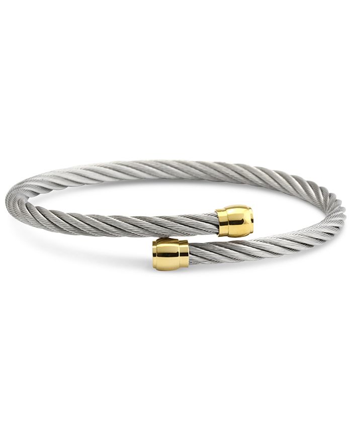 CHARRIOL - Two-Tone Cable Bypass Bangle Bracelet in PVD Stainless Steel & Gold-Tone