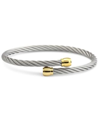 CHARRIOL Two-Tone Cable Bypass Bangle Bracelet in PVD Stainless Steel ...