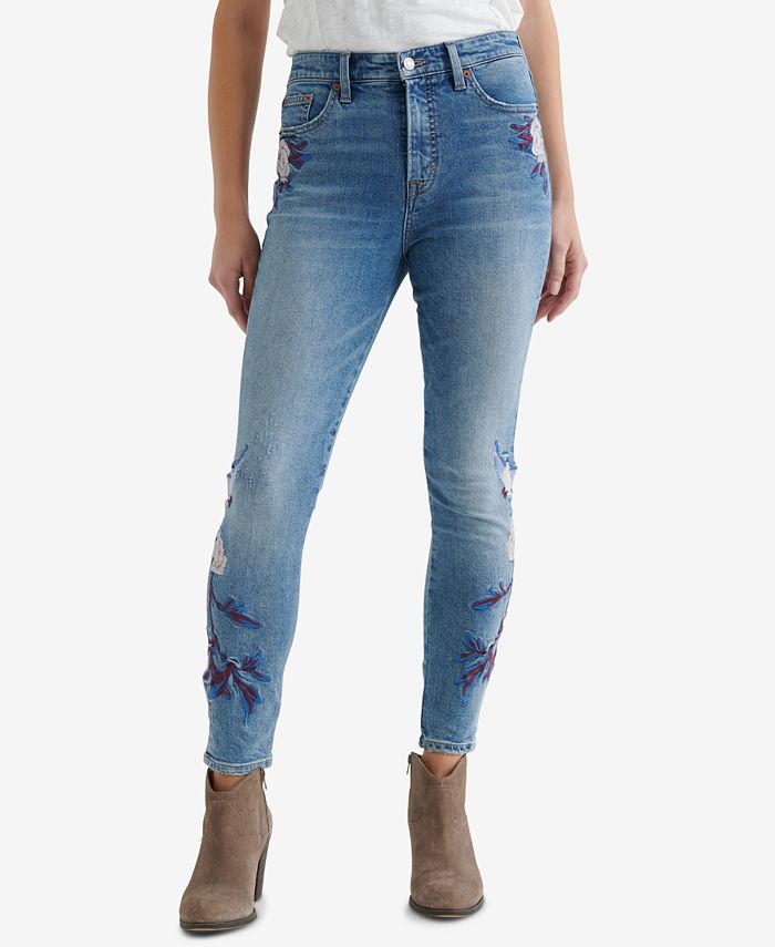 Lucky brand store floral embroidered jeans