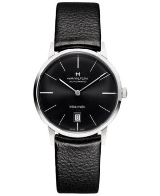 Hamilton - Unisex Swiss Automatic Intra-matic Black Leather Strap Watch 38mm