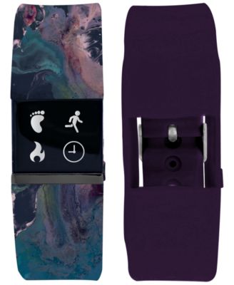 iTouch - Women's Pulse Navy Marble Print & Violet Silicone Activity Tracker Smart Watch 18x20mm