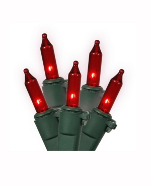 Vickerman 100 Red Mini Light On Green Wire, 33' Christmas Light Strand