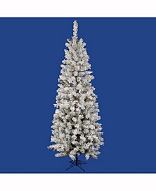 5.5 ft Flocked Pacific Artificial Christmas Tree With 200 Multi-Colored Led Lights