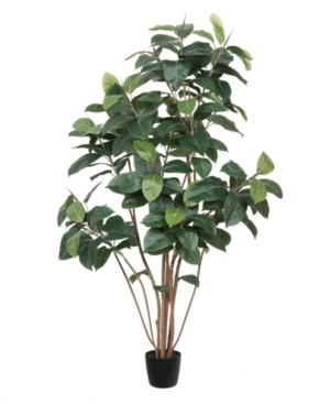 Vickerman 6' Potted Artificial Green Rubber Tree Features 185 Leaves