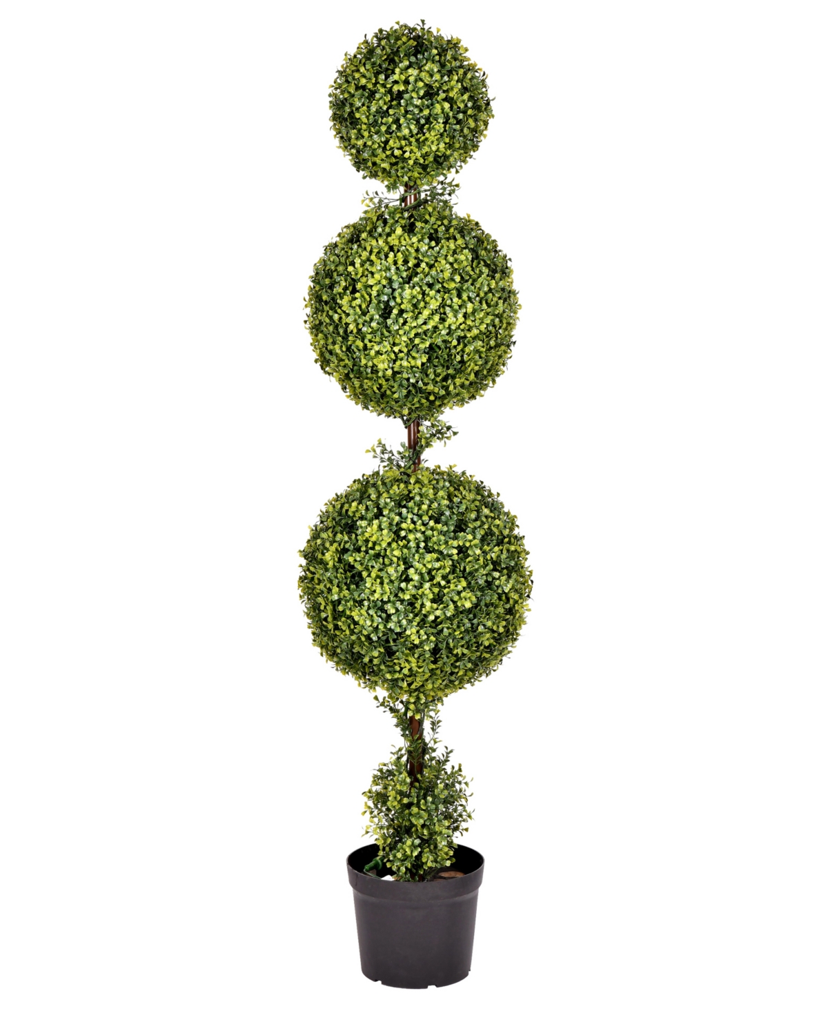 Vickerman 5' Artificial Potted Triple Ball Green Boxwood Topiary In No Color